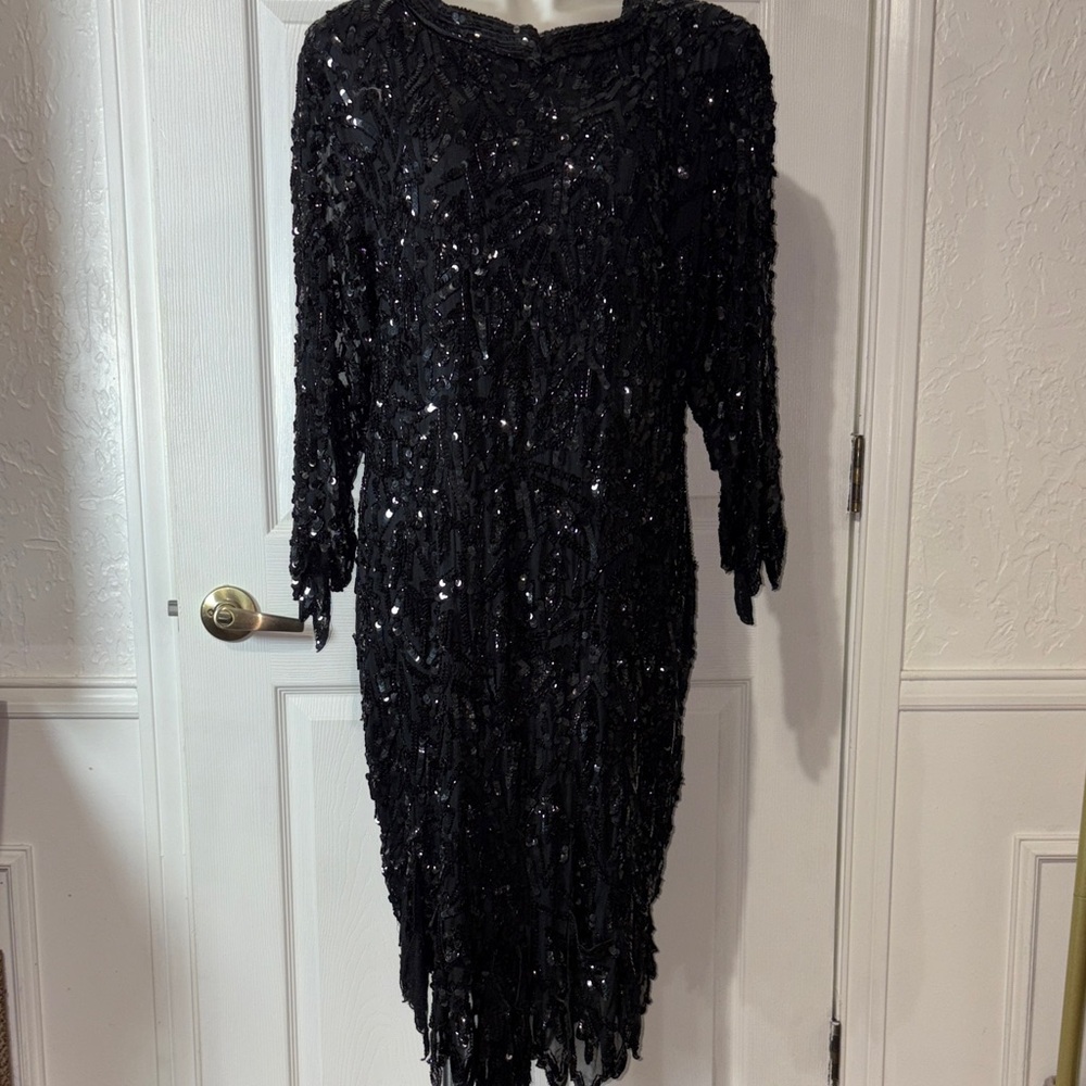 Swee Lo Elegant Black Sequin Dress.